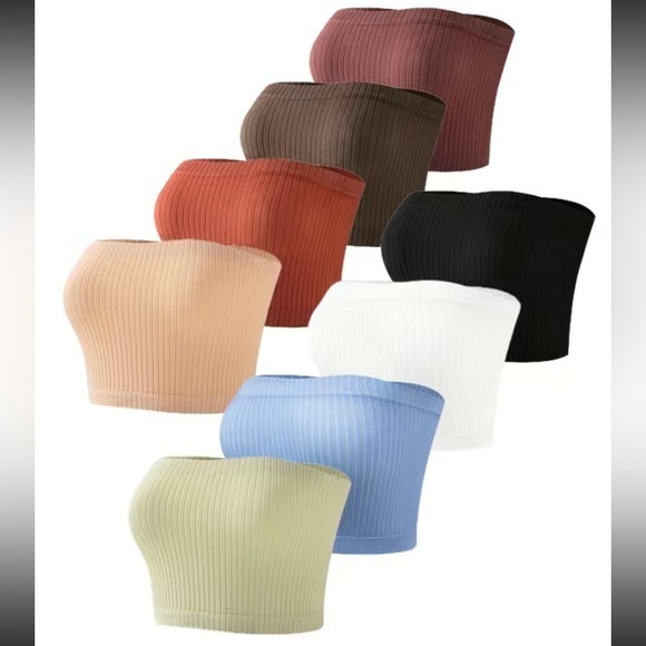 Trendys Other - NWOT - Women’s 8pcs Ribbed Stretch Strapless Bandeau Bras (Multi Colored)